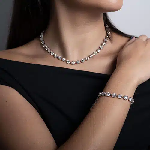 Avi & Co. Platinum Floating Round Diamond Line Necklace, 44.42 CT Avi & Co. Platinum Floating Round Diamond Line Necklace, 44.42 CT