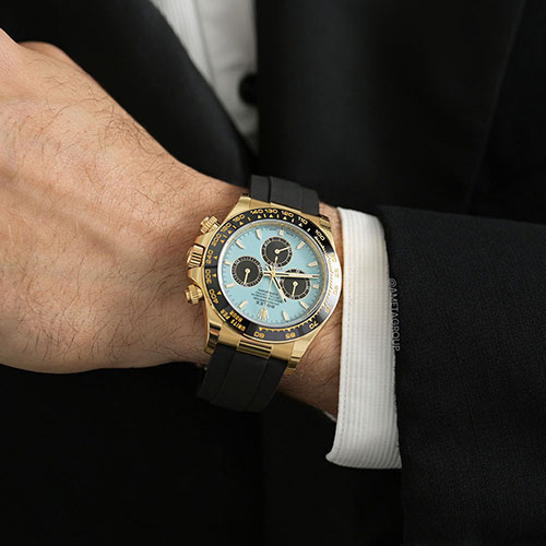 Rolex Daytona, 18K Yellow Gold, Tiffany Blue Index Dial, Oysterflex Bracelet