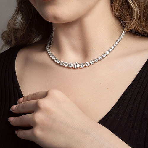 Diamonds by Avi & Co. Graduated Round Diamond Tennis Necklace, Platinum