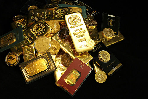 Gold bars and coins