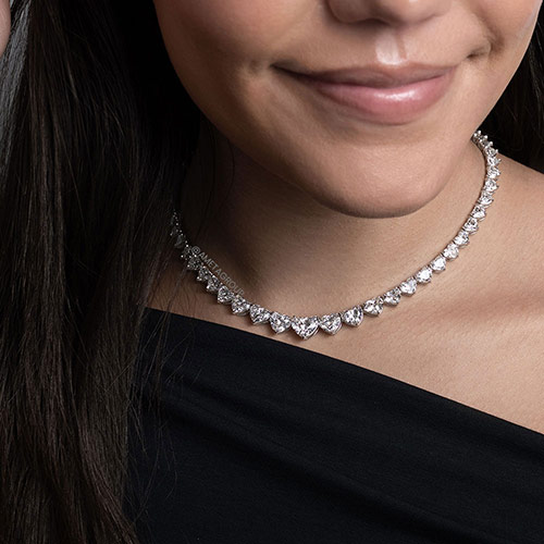 Diamonds by Avi & Co. Graduated Diamond Heart Necklace, Platinum, 48.40 CT