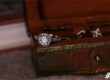 Diamond engagement ring on jewelry box