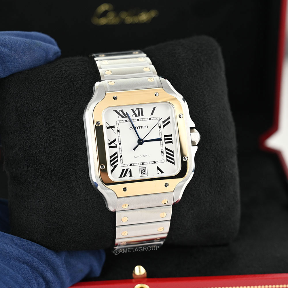 Cartier Santos de Cartier, Stainless Steel & 18K Yellow Gold, Silver Dial, 40 mm - default on a collateral loan