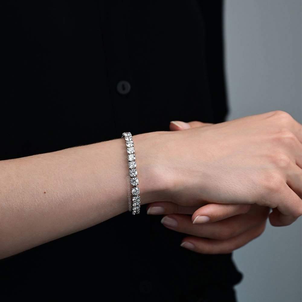 Diamonds by Avi & Co. Fancy Round Cut Diamond Line Bracelet, 21.41 CT