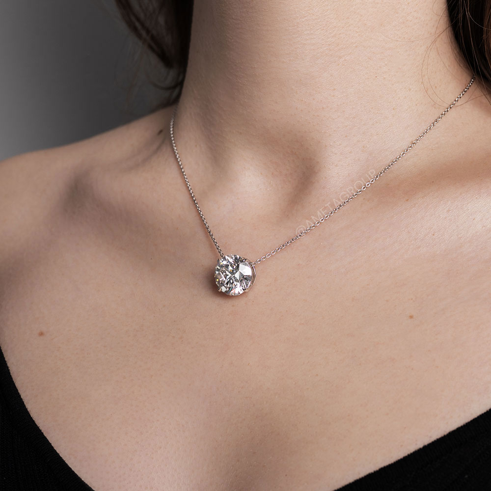 Diamonds by Avi & Co. Platinum Round Solitaire Pendant, 14.05 CT